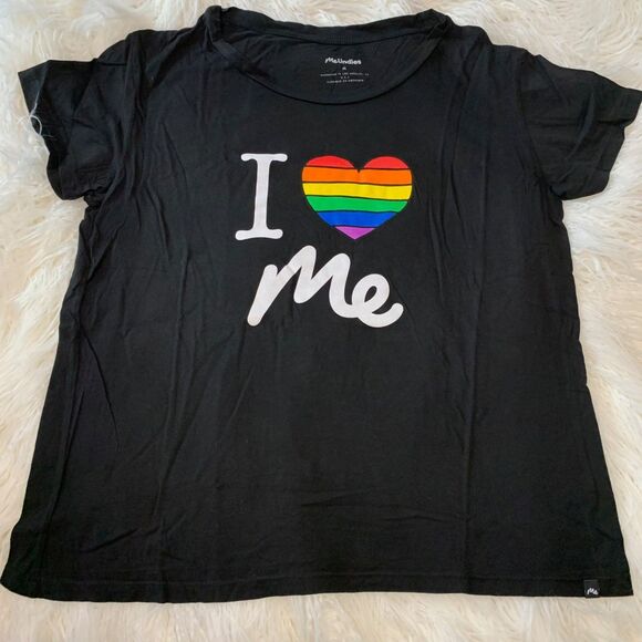 NEW MeUndies Micromodal PRIDE I Love Me Rainbow Tee Black T-Shirt Medium - Picture 1 of 7